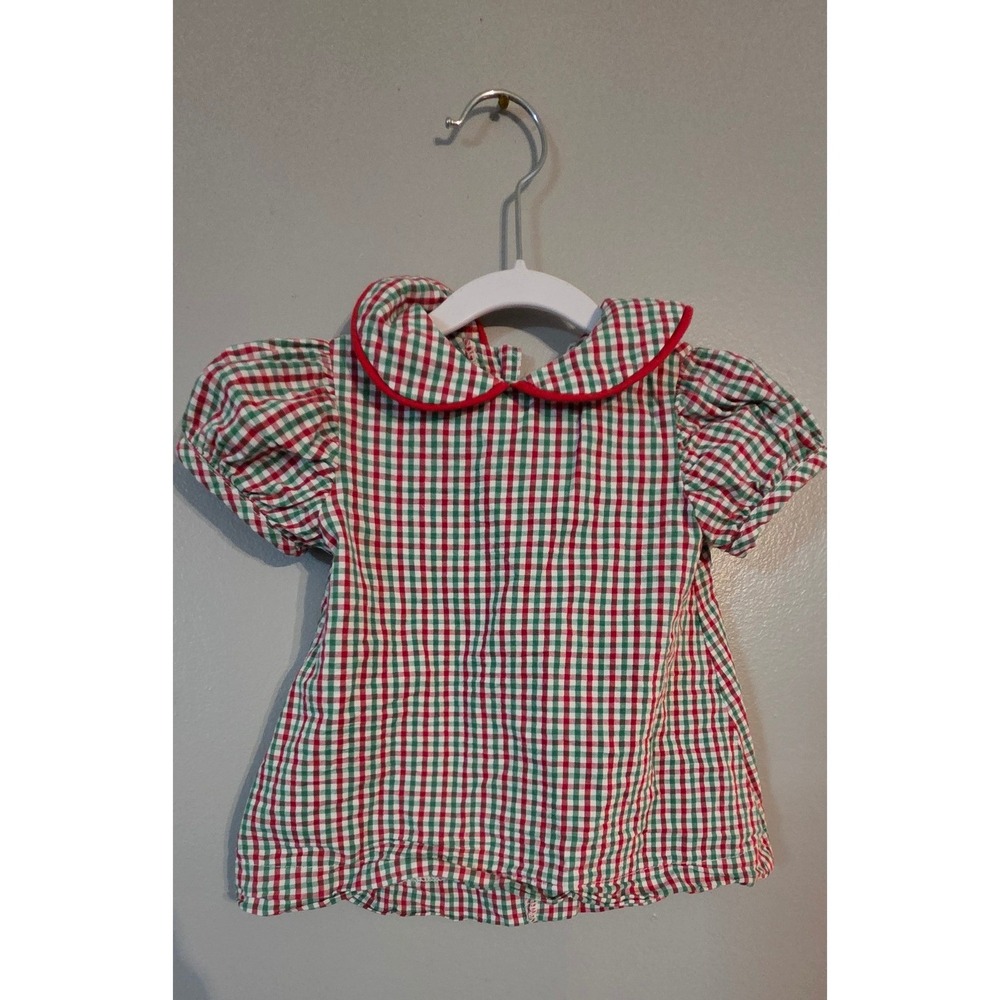 Southern Sunshine Sally Dress Baby 3M Red Green Gingham Plaid Christmas Holiday